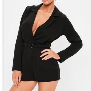 Black Plunge Romper